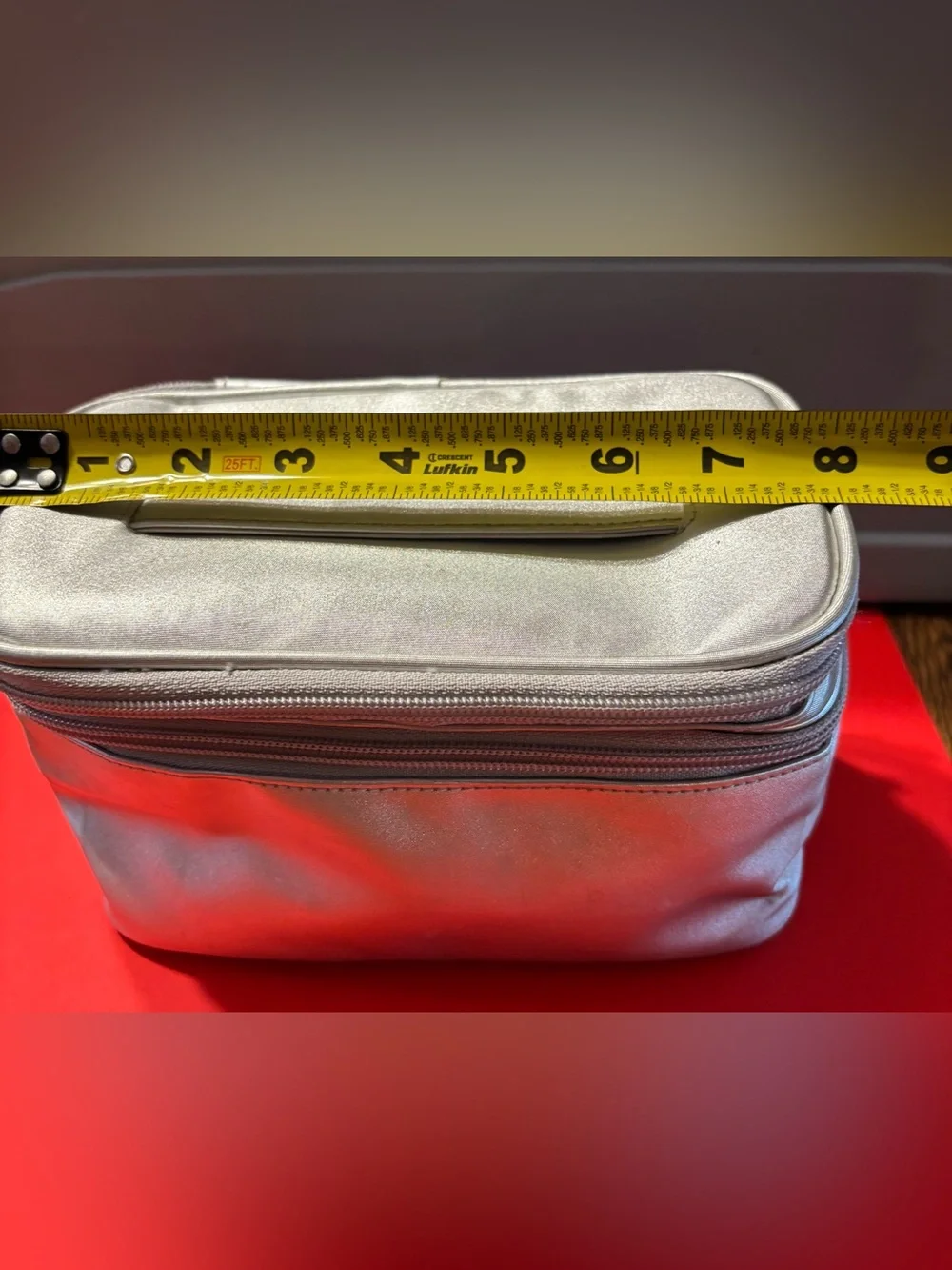 Silver Metallic Travel Cosmetic Bag with Top Handle